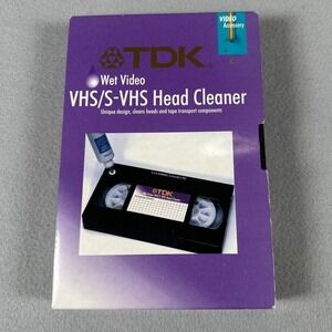 TDK VHS S-VHS Head Cleaner Wet Cleaning Tape Kit Used Untested